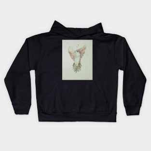 Dove in flight, bird art design, white dove, peace dove Kids Hoodie